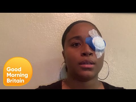 Lisa Bloom and her client Nia Love, a protester shot in the eye by police rubber bullet at a BLM protest, appear on Good Morning Britain