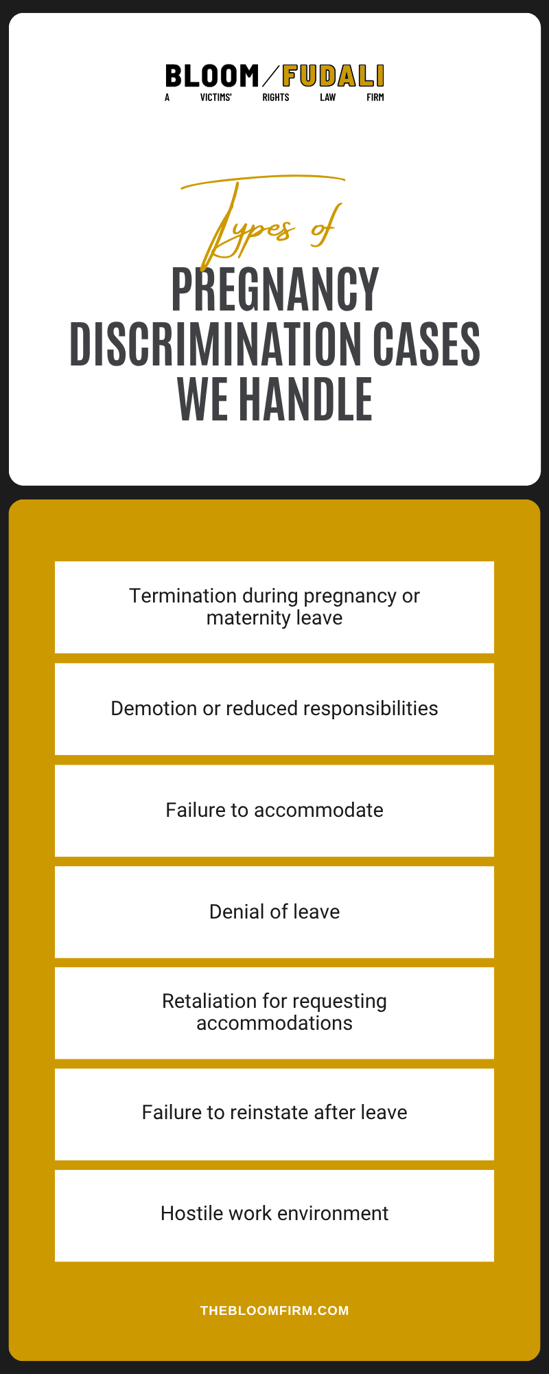 Pregnancy Discrimination Cases
We Handle Infographic